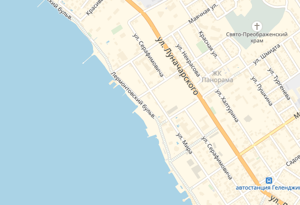 Лермонтовский бульвар в Геленджике на карте